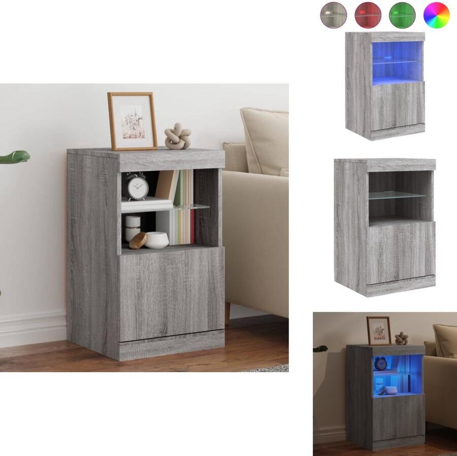 VidaXL Dressoir Dressoirs Buffet Dressoirkast Dressoir met LED-verlichting 41x37x67 cm grijs sonoma eiken