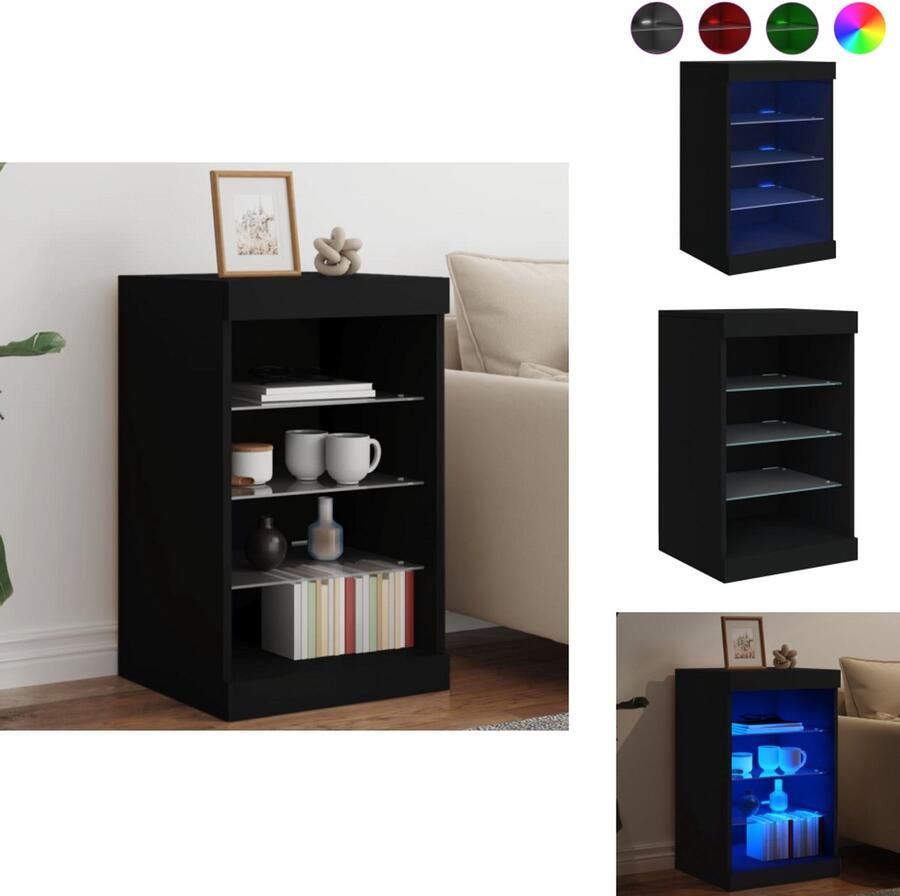VidaXL Dressoir Dressoirs Buffet Dressoirkast Dressoir met LED-verlichting 41x37x67 cm zwart
