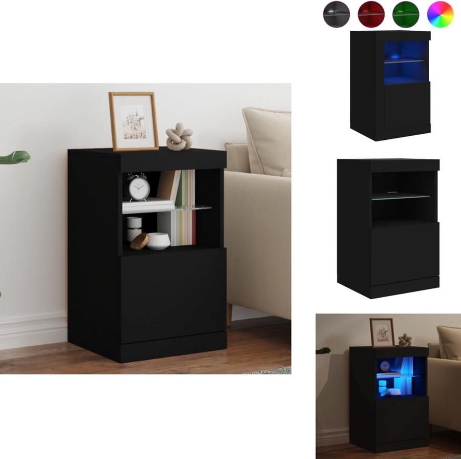 VidaXL Dressoir Dressoirs Buffet Dressoirkast Dressoir met LED-verlichting 41x37x67 cm zwart