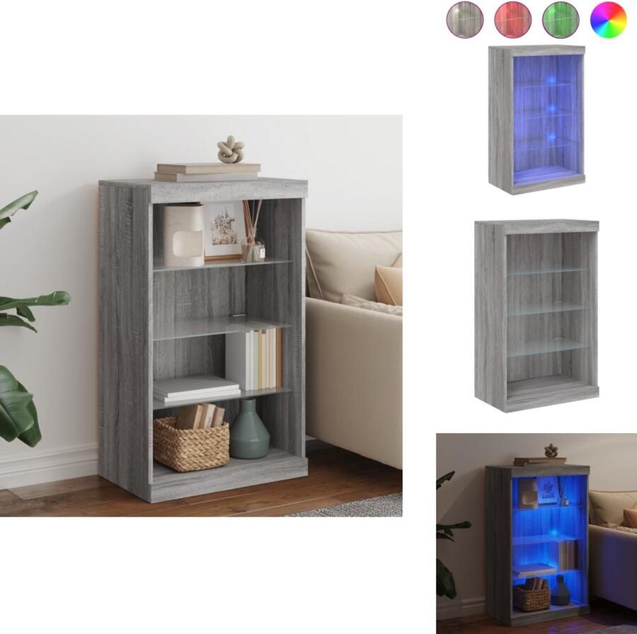 VidaXL Dressoir Dressoirs Buffet Dressoirkast Dressoir met LED-verlichting 60 5x37x100 cm grijs sonoma eiken