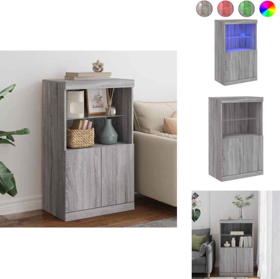 VidaXL Dressoir Dressoirs Buffet Dressoirkast Dressoir met LED-verlichting 60 5x37x100 cm grijs sonoma eiken