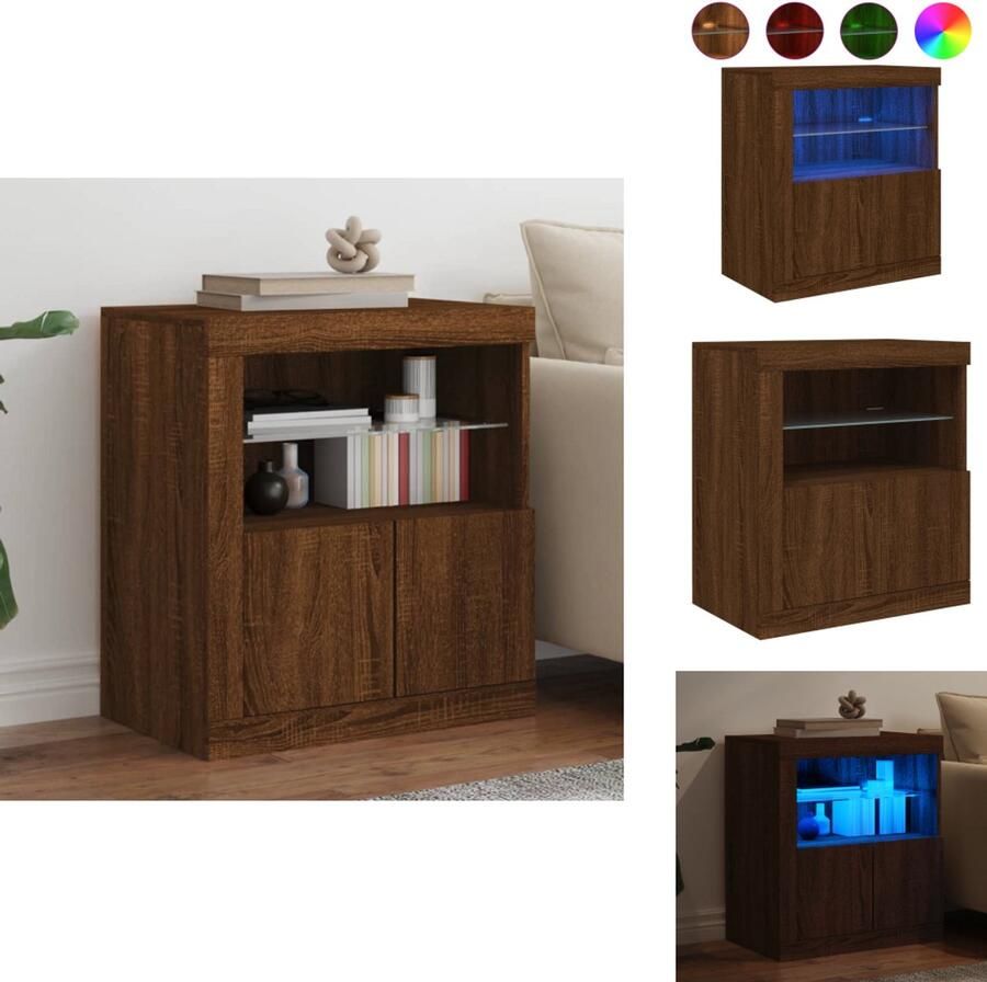 VidaXL Dressoir Dressoirs Buffet Dressoirkast Dressoir met LED-verlichting 60 5x37x67 cm bruin eikenkleur