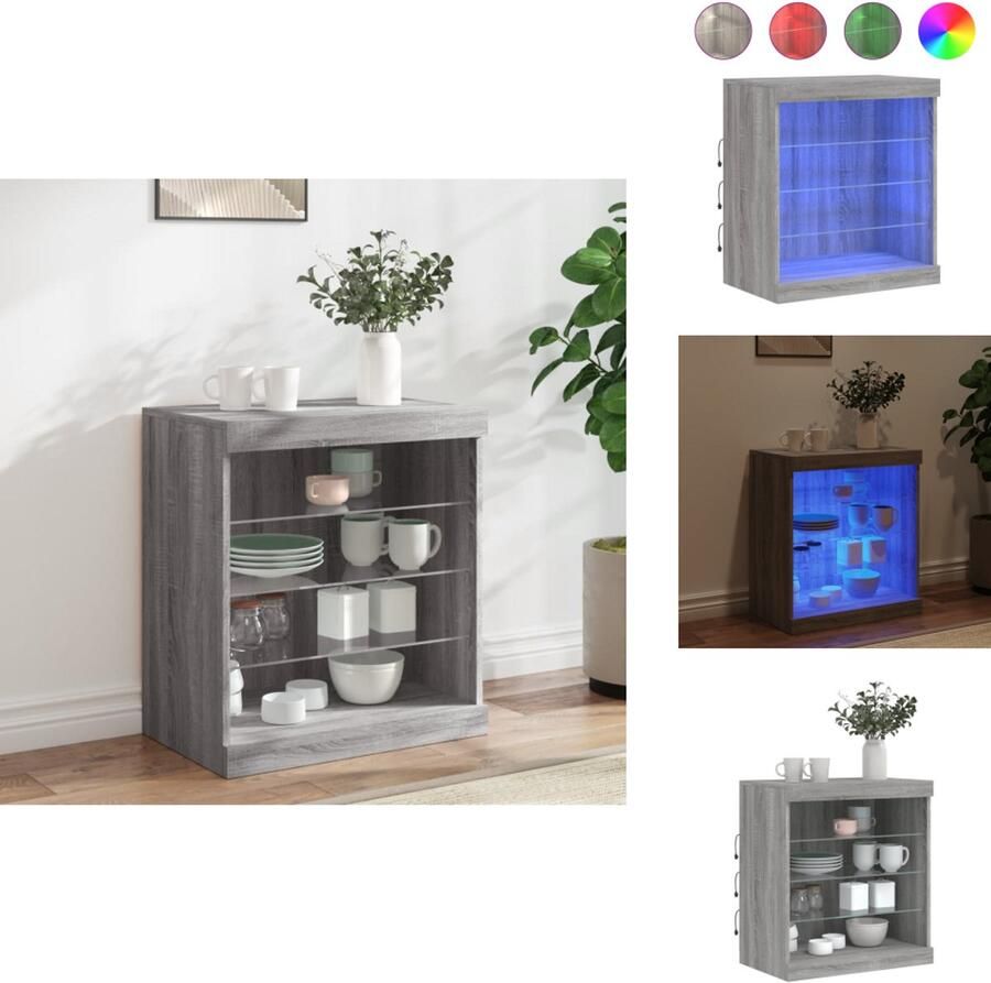 VidaXL Dressoir Dressoirs Buffet Dressoirkast Dressoir met LED-verlichting 60 5x37x67 cm grijs sonoma eiken