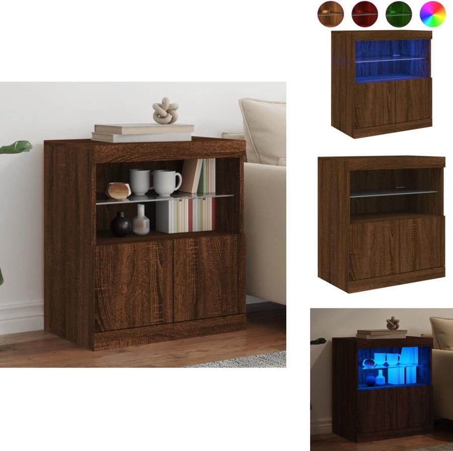 VidaXL Dressoir Dressoirs Buffet Dressoirkast Dressoir met LED-verlichting 60x37x67 cm bruin eikenkleur