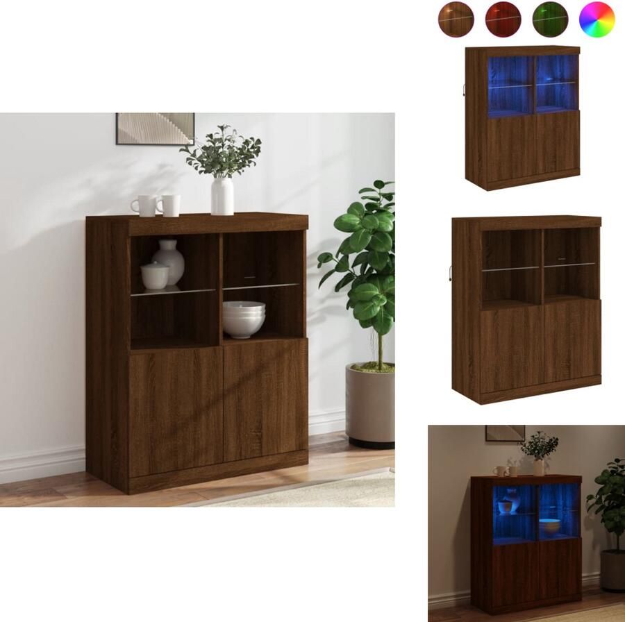 VidaXL Dressoir Dressoirs Buffet Dressoirkast Dressoir met LED-verlichting 81x37x100 cm bruin eikenkleur