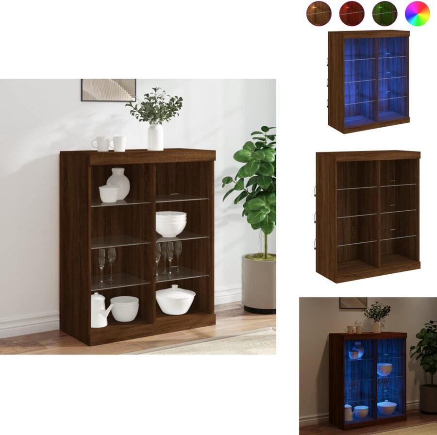 VidaXL Dressoir Dressoirs Buffet Dressoirkast Dressoir met LED-verlichting 81x37x100 cm bruin eikenkleur