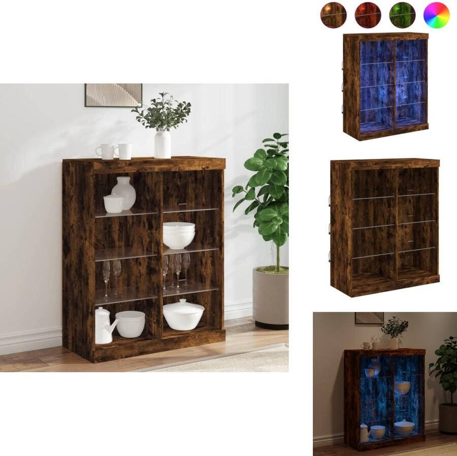 VidaXL Dressoir Dressoirs Buffet Dressoirkast Dressoir met LED-verlichting 81x37x100 cm gerookt eikenkleurig