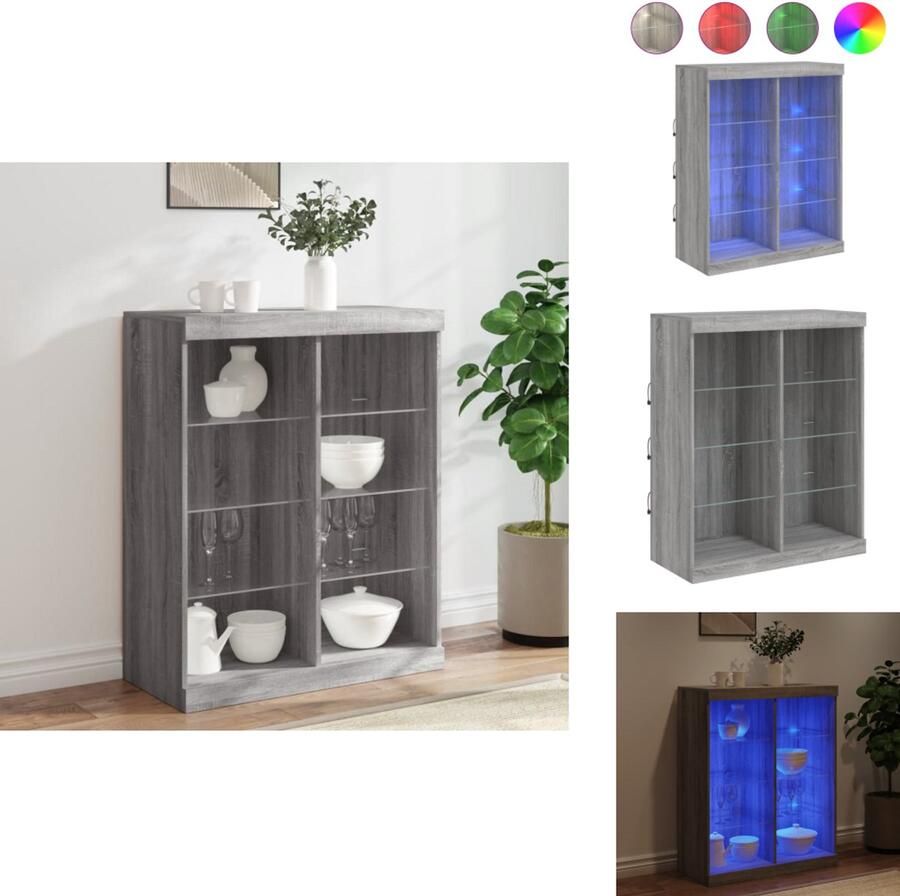 VidaXL Dressoir Dressoirs Buffet Dressoirkast Dressoir met LED-verlichting 81x37x100 cm grijs sonoma eiken