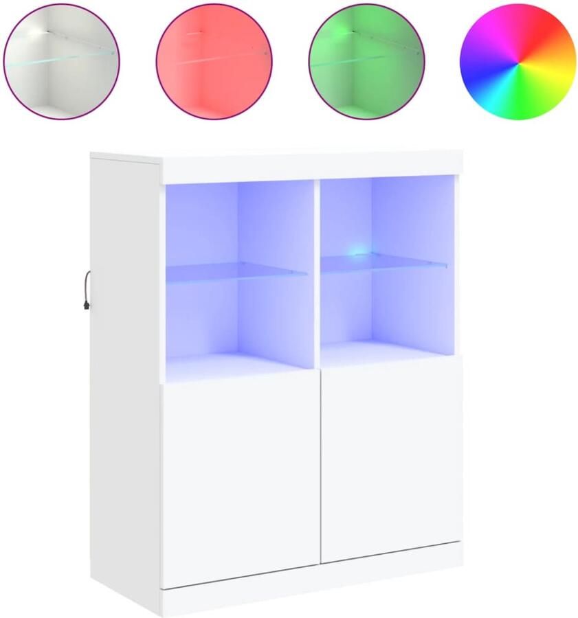 VidaXL Dressoir Dressoirs Buffet Dressoirkast Dressoir met LED-verlichting 81x37x100 cm wit