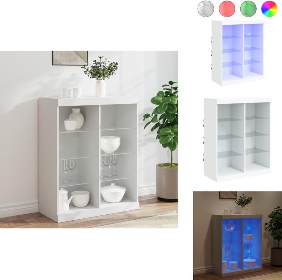 VidaXL Dressoir Dressoirs Buffet Dressoirkast Dressoir met LED-verlichting 81x37x100 cm wit