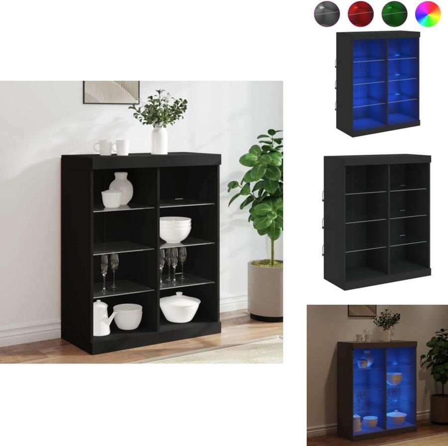 VidaXL Dressoir Dressoirs Buffet Dressoirkast Dressoir met LED-verlichting 81x37x100 cm zwart