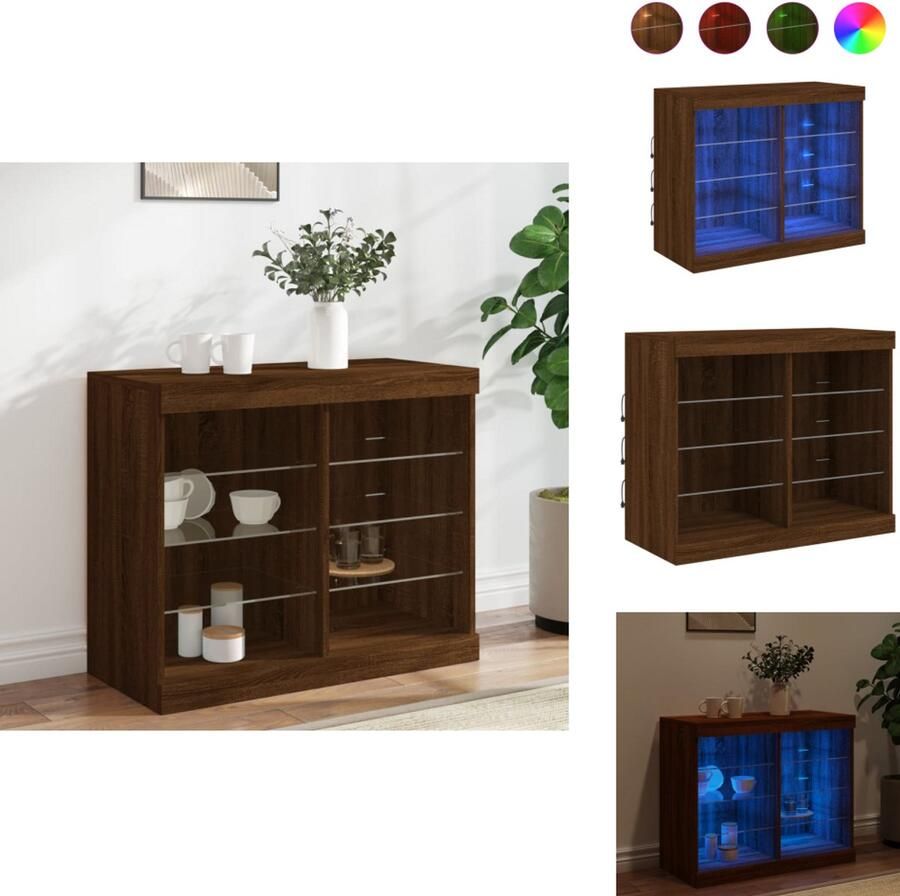 VidaXL Dressoir Dressoirs Buffet Dressoirkast Dressoir met LED-verlichting 81x37x67 cm bruin eikenkleur