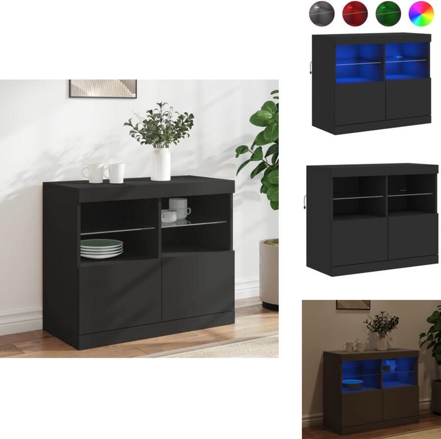 VidaXL Dressoir Dressoirs Buffet Dressoirkast Dressoir met LED-verlichting 81x37x67 cm zwart