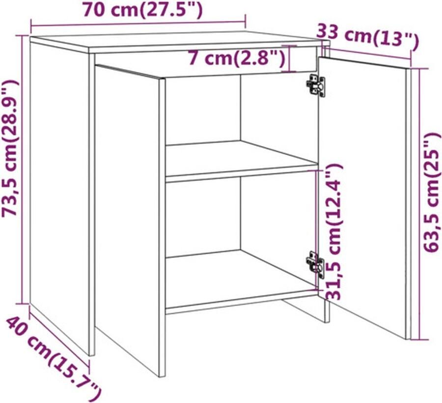 VidaXL Dressoir Dressoirs Buffetkast Opbergkast 2 st Dressoirs bewerkt hout betongrijs