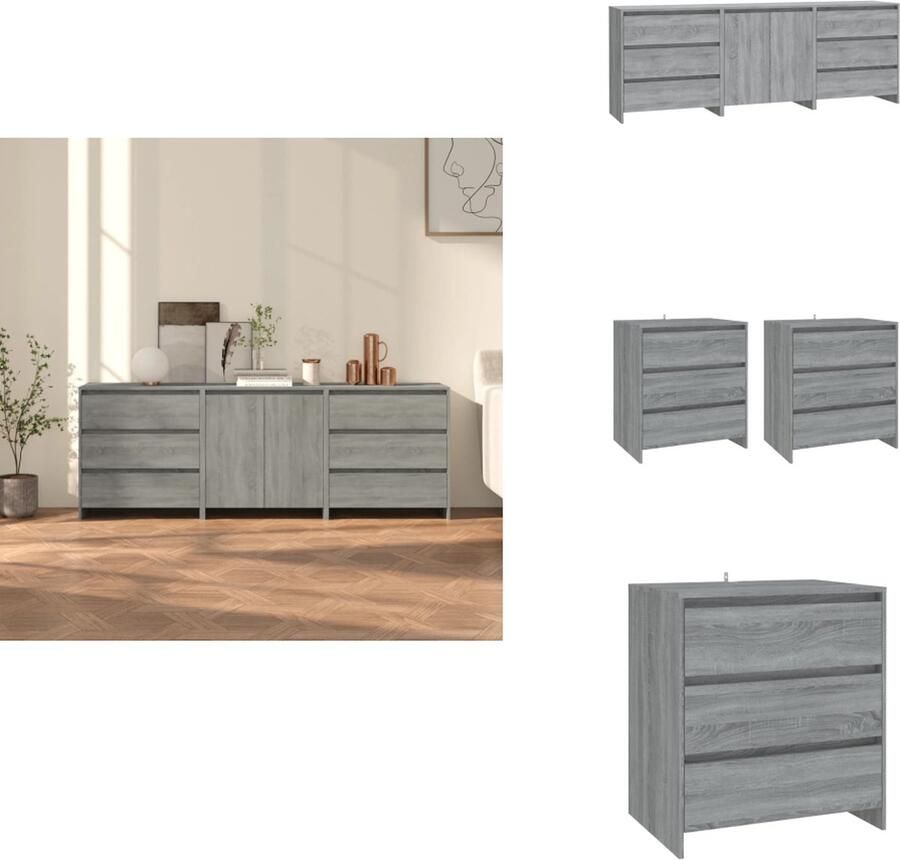 VidaXL Opbergkasten Grijs Sonoma eiken Dressoir 2 deuren Dressoir schappen Dressoir 4 deuren Keukenkast