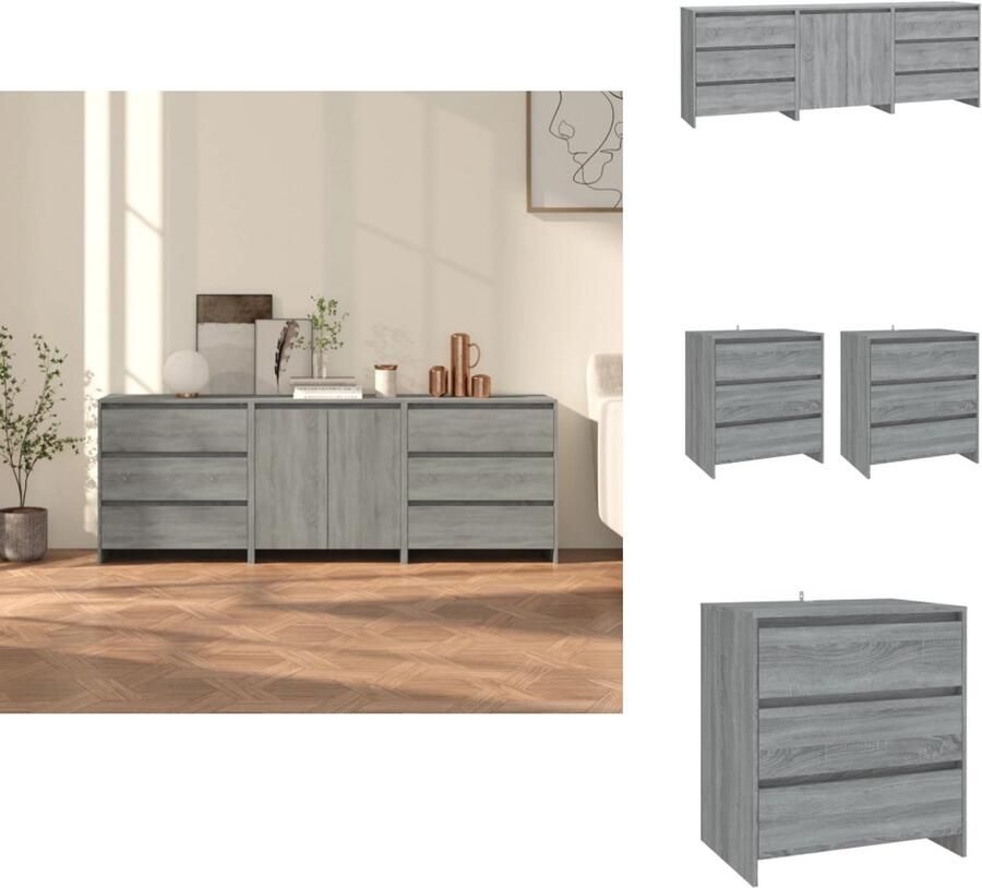 VidaXL Opbergkasten Grijs Sonoma eiken Dressoir 2 deuren Dressoir schappen Dressoir 4 deuren Keukenkast - Foto 3
