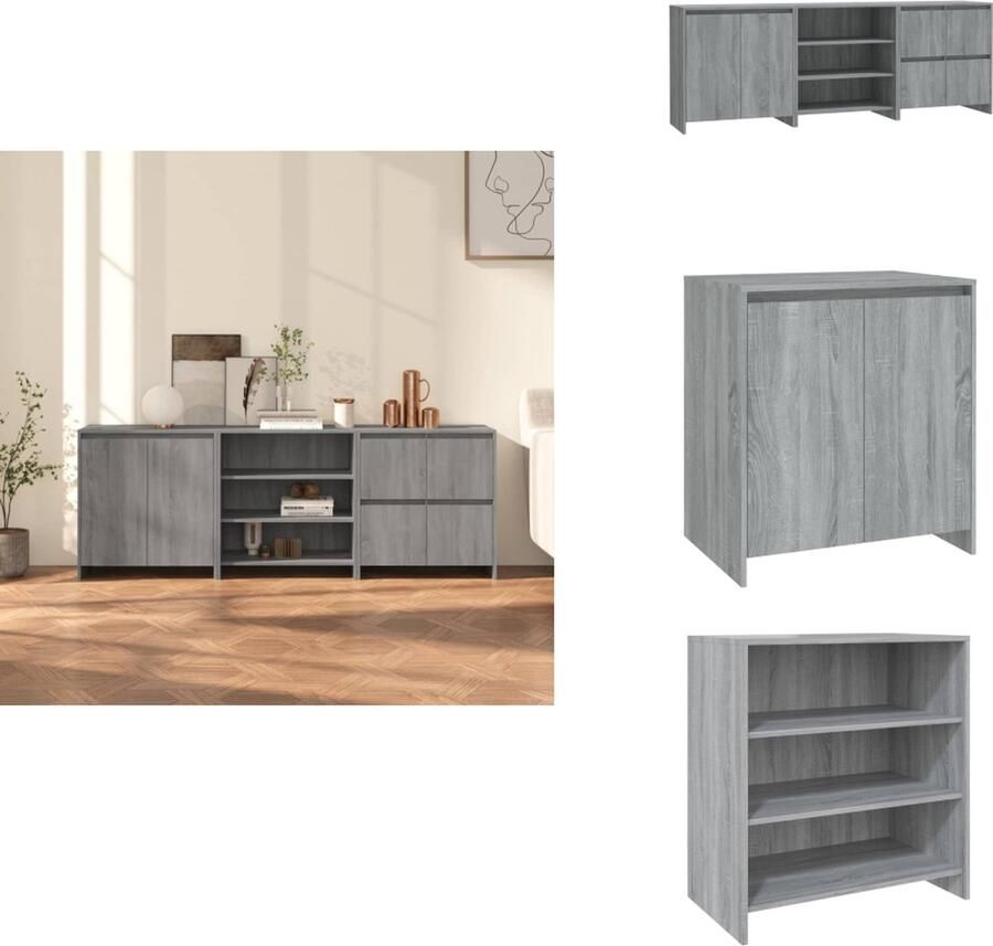 VidaXL Opbergkasten Grijs Sonoma eiken Dressoir 2 deuren Dressoir schappen Dressoir 4 deuren Keukenkast - Foto 2