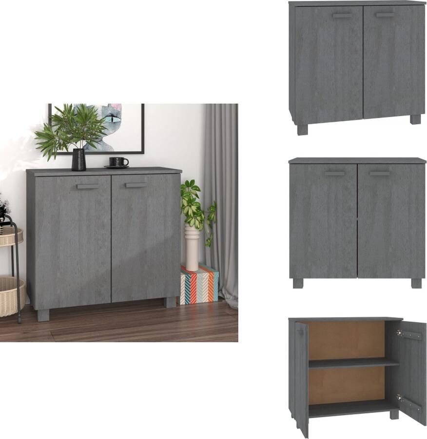 VidaXL Dressoir Dressoirs Hoge Kast Dressoir HAMAR 85x35x80 cm massief grenenhout donkergrijs