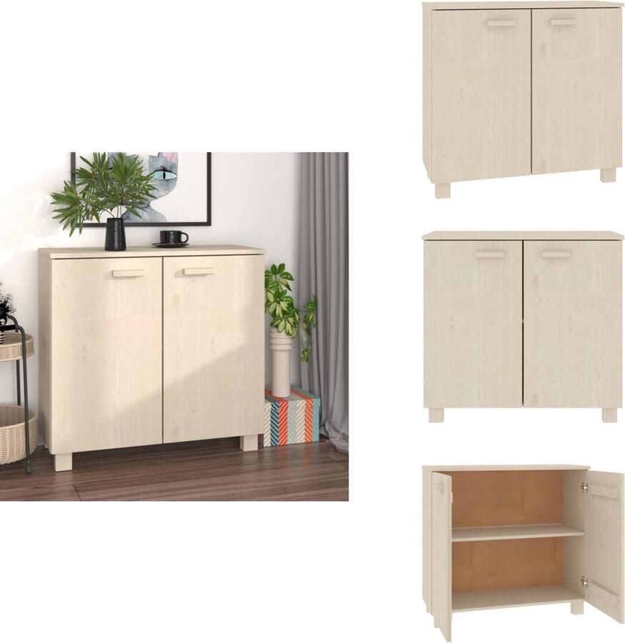 VidaXL Dressoir Dressoirs Hoge Kast Dressoir HAMAR 85x35x80 cm massief grenenhout honingbruin