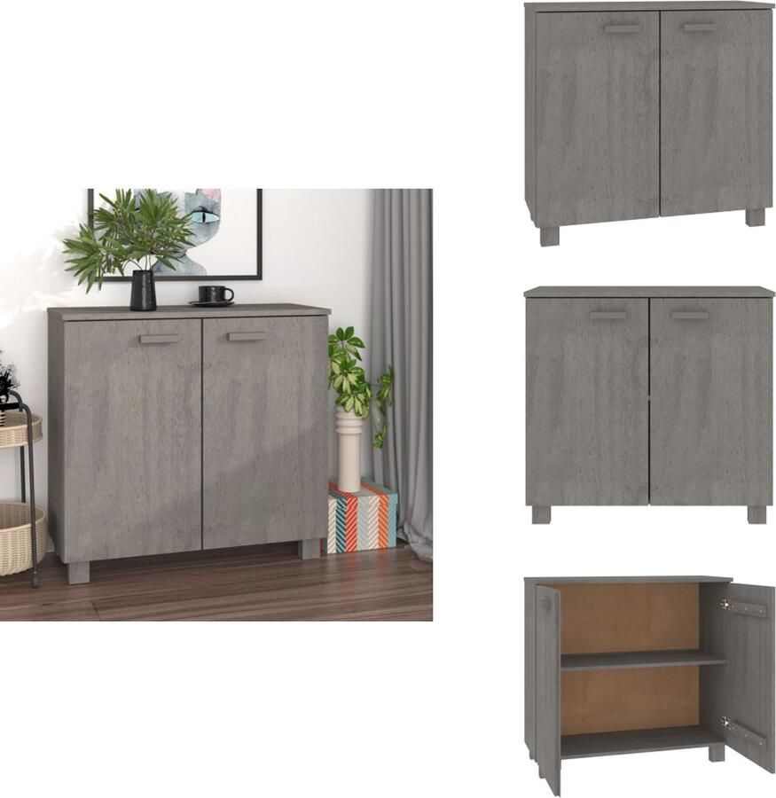 VidaXL Dressoir Dressoirs Hoge Kast Dressoir HAMAR 85x35x80 cm massief grenenhout lichtgrijs