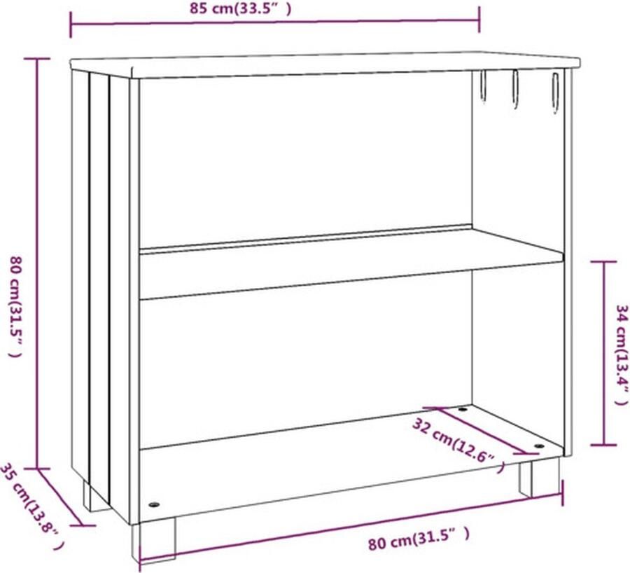 The Living Store Dressoir HAMAR 85x35x80 cm massief grenenhout wit Dressoir Houten Dressoir Vintage Dressoir Salontafel Tv Tafel - Foto 5