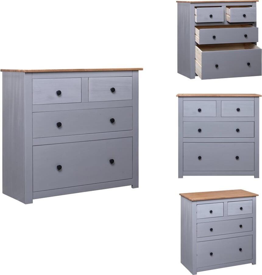 VidaXL Dressoir Dressoirs Houten Dressoir Bijzetkast Dressoir Panama Range 80x40x83 cm grenenhout grijs