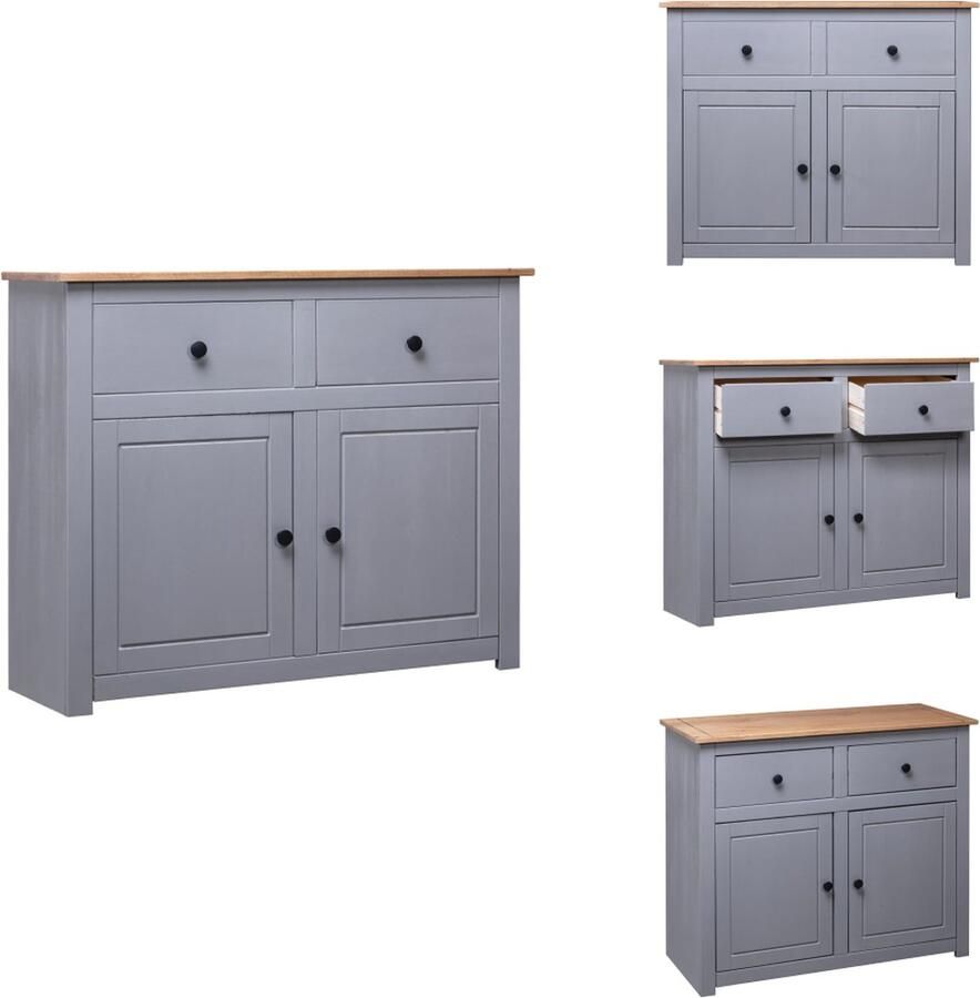 VidaXL Dressoir Dressoirs Houten Dressoir Bijzetkast Dressoir Panama Range 93x40x80 cm massief grenenhout grijs