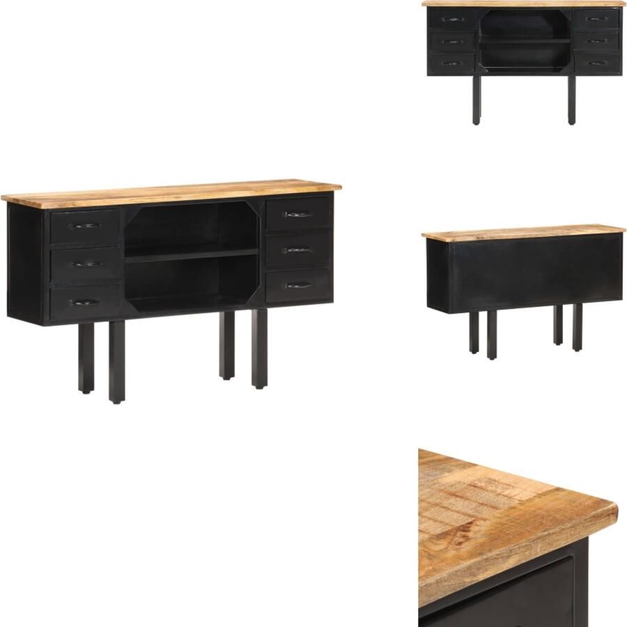 VidaXL Dressoir Dressoirs Houten Dressoir Houten Dressoirs Dressoir 110x30x65 cm massief ruw mangohout en staal