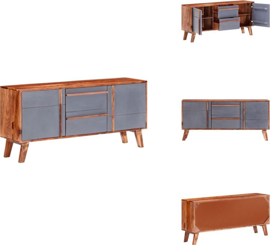 VidaXL Dressoir Dressoirs Houten Dressoir Houten Dressoirs Dressoir 120x30x55 cm massief sheeshamhout grijs - Foto 2