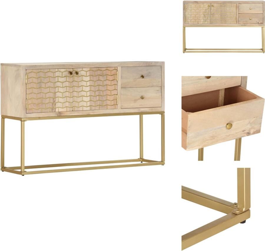 VidaXL Dressoir Dressoirs Houten Dressoir Houten Dressoirs Dressoir 120x30x75 cm massief mangohout goudkleurig