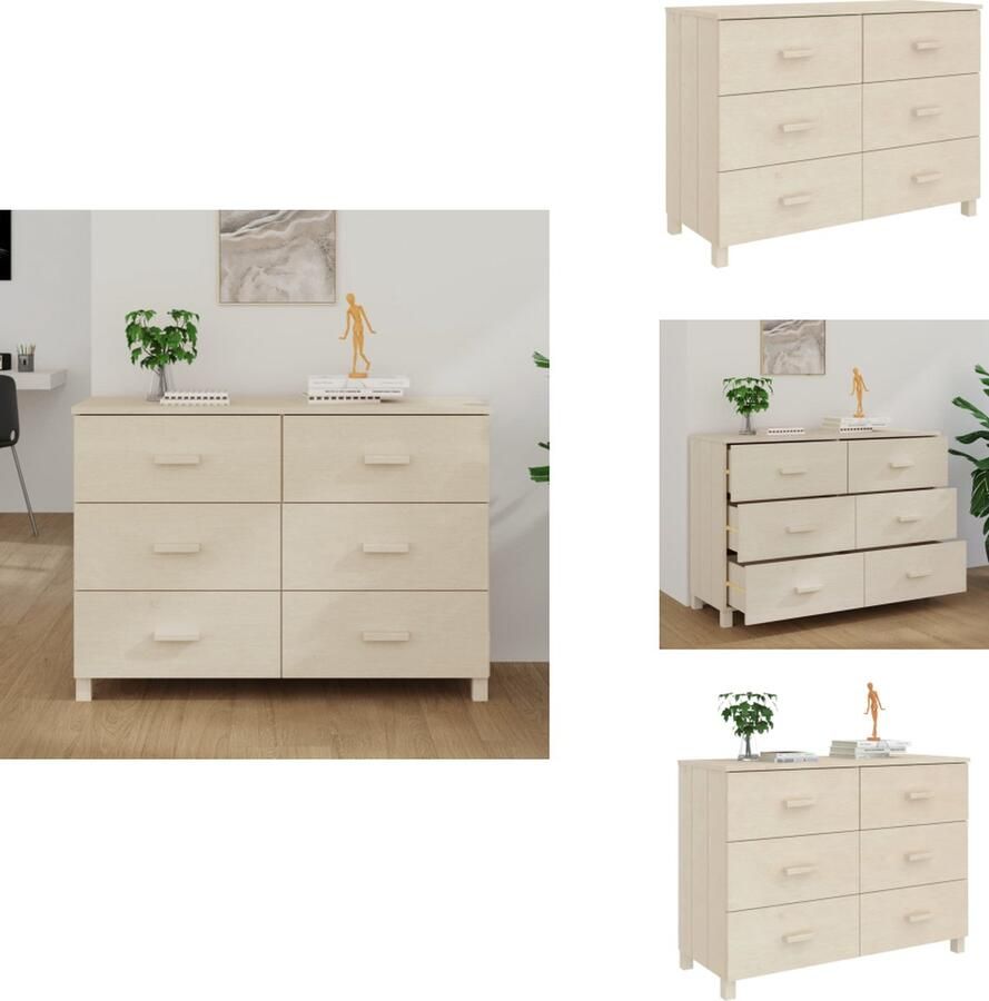 VidaXL Dressoir Dressoirs Houten Dressoir Ladekast Dressoir HAMAR 113x40x80 cm massief grenenhout honingbruin