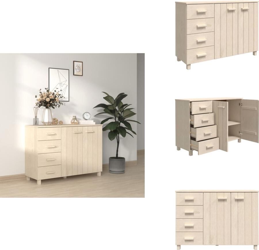 VidaXL Dressoir Dressoirs Houten Dressoir Ladekast Dressoir HAMAR 113x40x80 cm massief grenenhout honingbruin