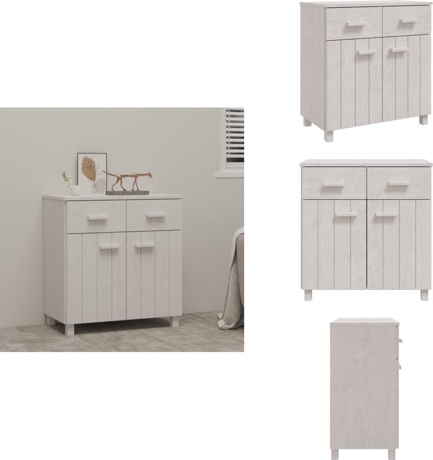 VidaXL Dressoir Dressoirs Houten Dressoir Ladekast Dressoir HAMAR 79x40x80 cm massief grenenhout wit - Foto 2