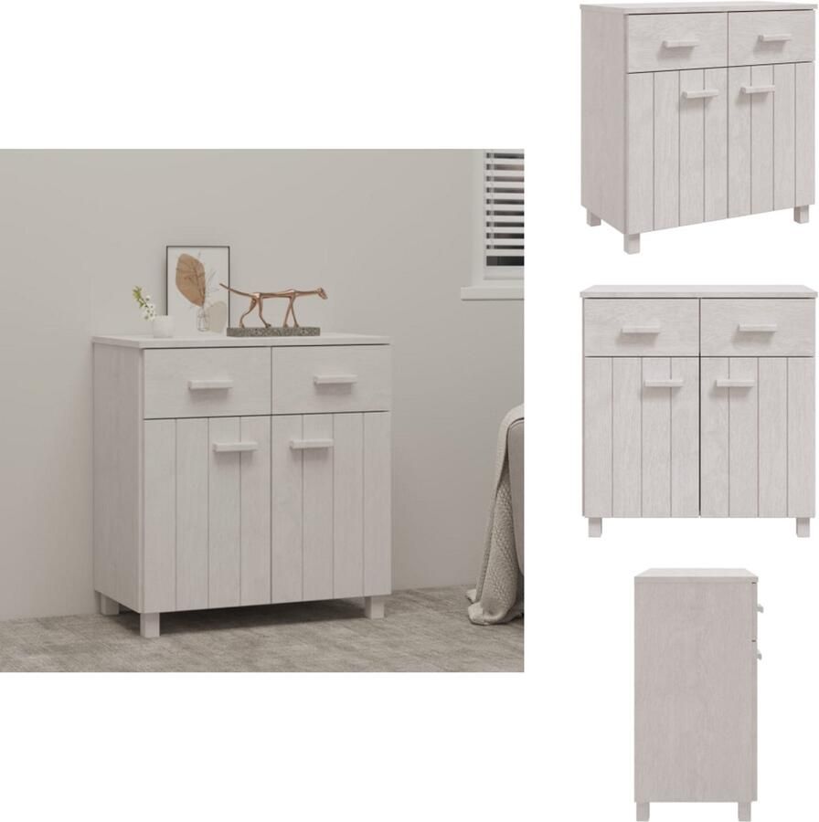 VidaXL Dressoir Dressoirs Houten Dressoir Ladekast Dressoir HAMAR 79x40x80 cm massief grenenhout wit