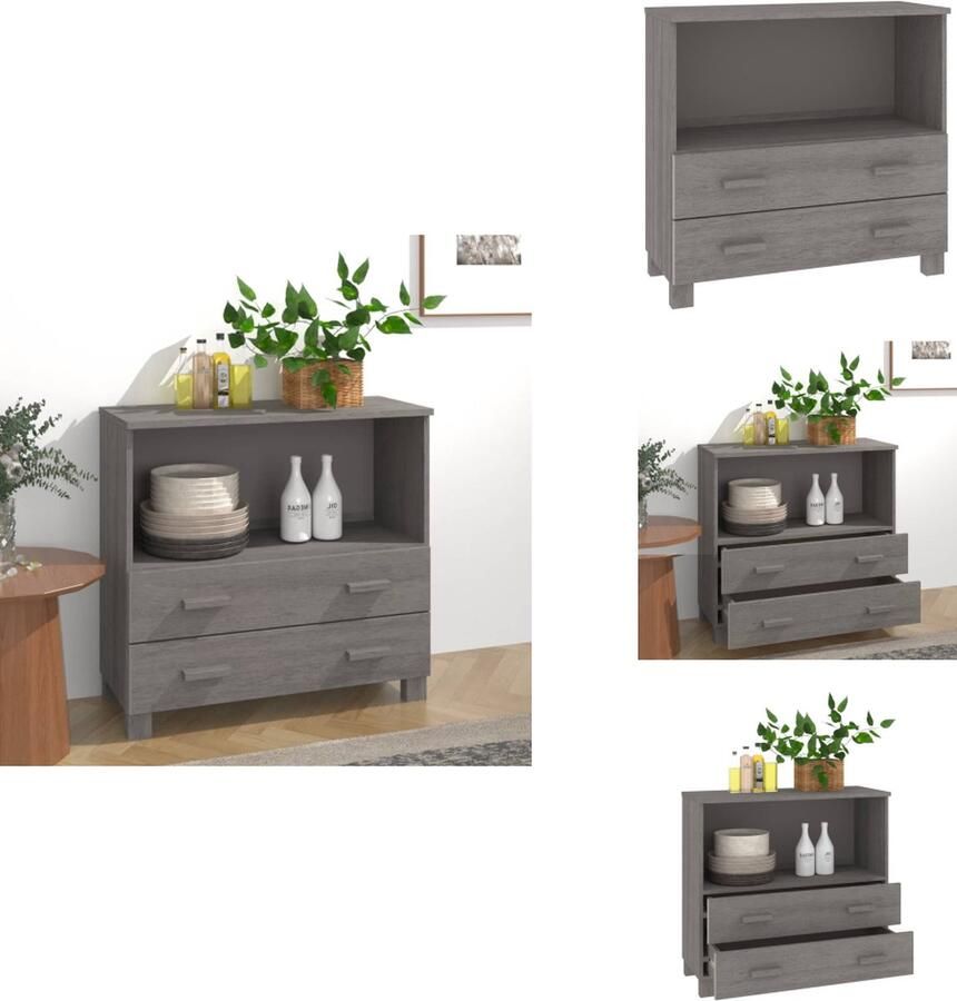 VidaXL Dressoir Dressoirs Houten Dressoir Ladekast Dressoir HAMAR 85x35x80 cm massief grenenhout lichtgrijs