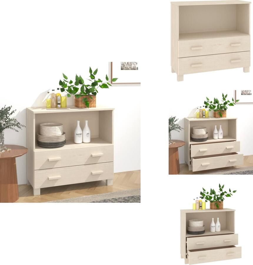 VidaXL Dressoir Dressoirs Houten Dressoir Ladekast Dressoir HAMAR 85x35x80 cm massief grenenhout honingbruin - Foto 2