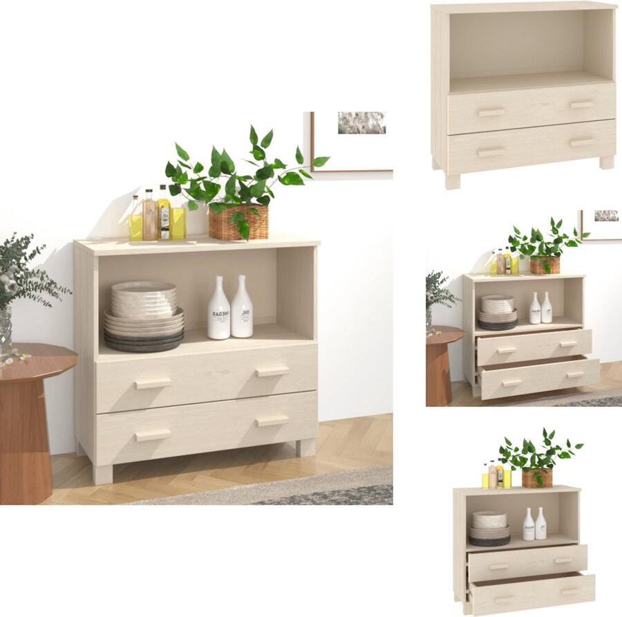 VidaXL Dressoir Dressoirs Houten Dressoir Ladekast Dressoir HAMAR 85x35x80 cm massief grenenhout honingbruin