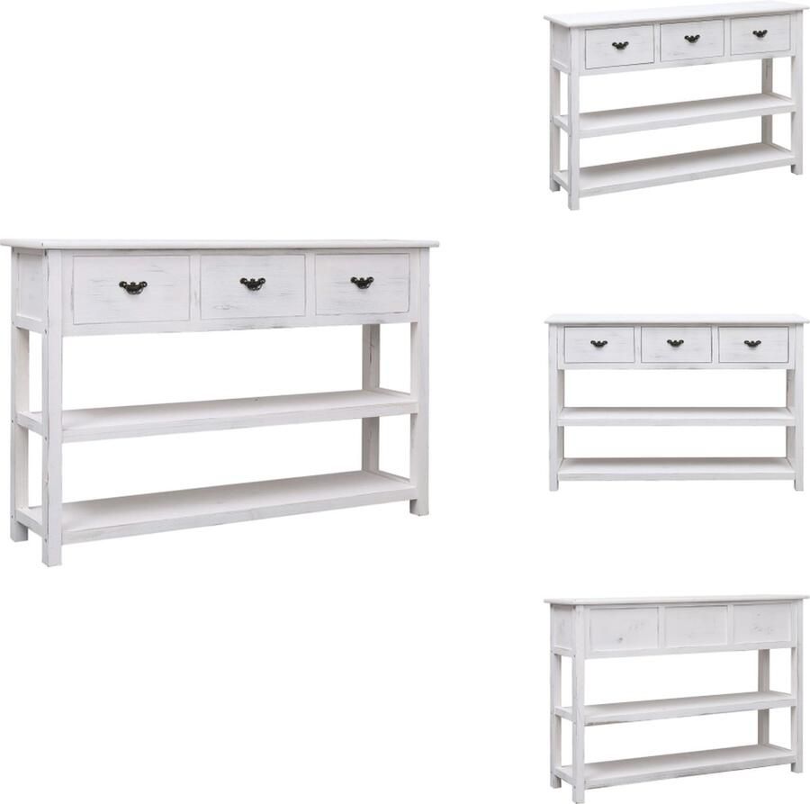 VidaXL Dressoir Dressoirs Houten Kastje Houten Kastjes Dressoir 115x30x76 cm hout antiekwit
