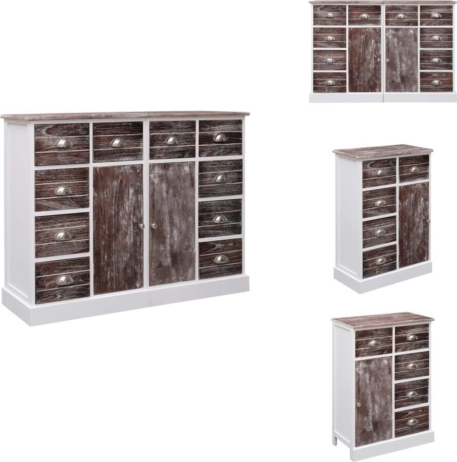 VidaXL Dressoir Dressoirs Houten Kastje Houten Kastjes Dressoir met 10 lades 113x30x79 cm hout bruin
