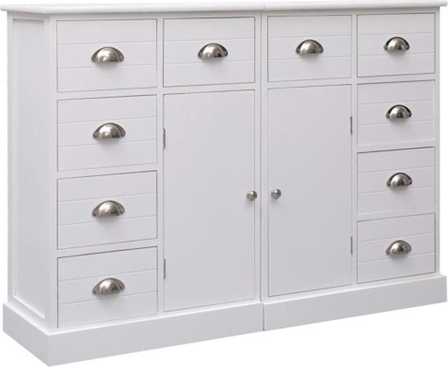 VidaXL Dressoir Dressoirs Houten Kastje Houten Kastjes Dressoir met 10 lades 113x30x79 cm hout wit