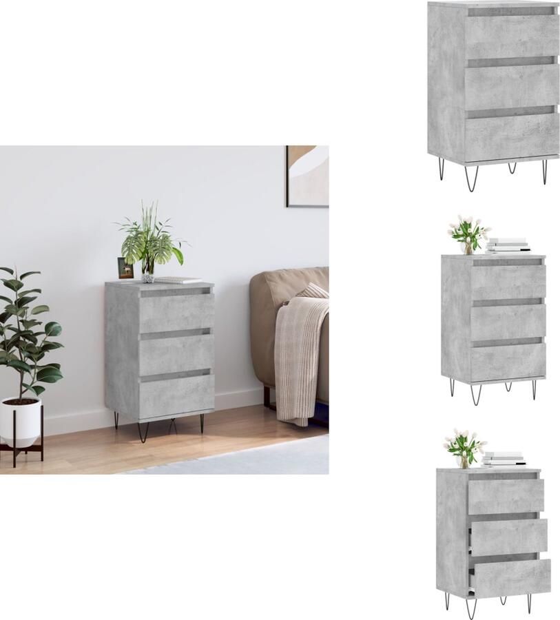 VidaXL Dressoir Dressoirs Kast Buffetkast Dressoir 40x35x70 cm bewerkt hout betongrijs - Foto 2