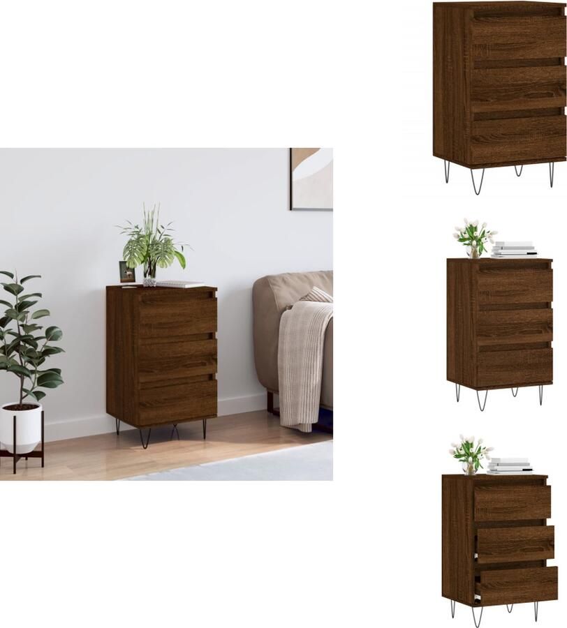 VidaXL Dressoir Dressoirs Kast Buffetkast Dressoir 40x35x70 cm bewerkt hout bruineikenkleurig