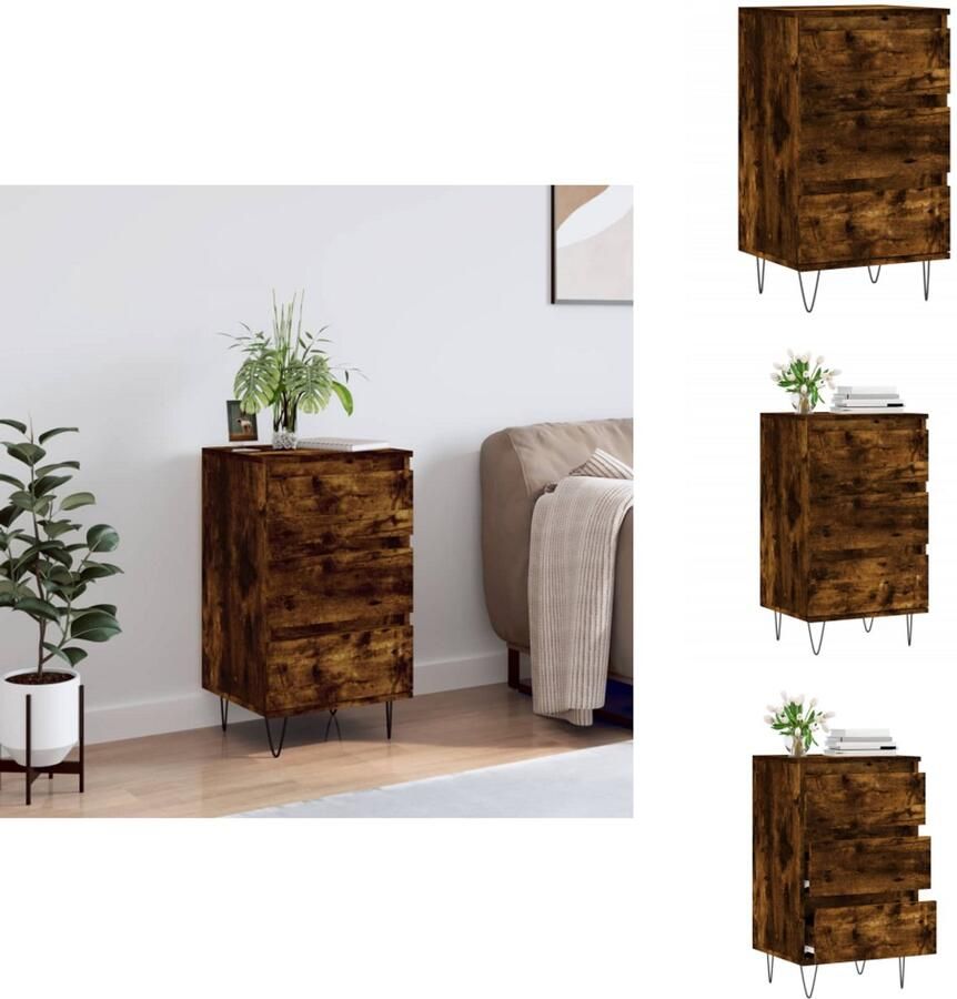 VidaXL Dressoir Dressoirs Kast Buffetkast Dressoir 40x35x70 cm bewerkt hout gerookt eikenkleurig