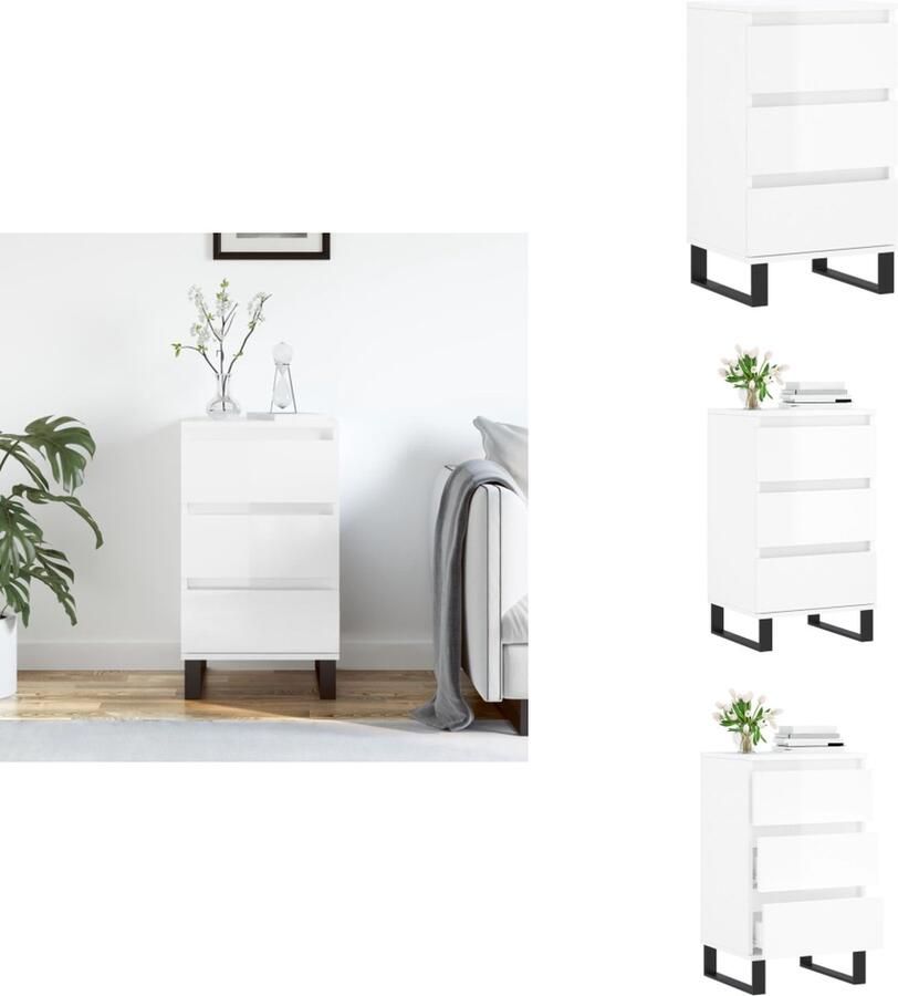 VidaXL Dressoir Dressoirs Kast Buffetkast Dressoir 40x35x70 cm bewerkt hout hoogglans wit