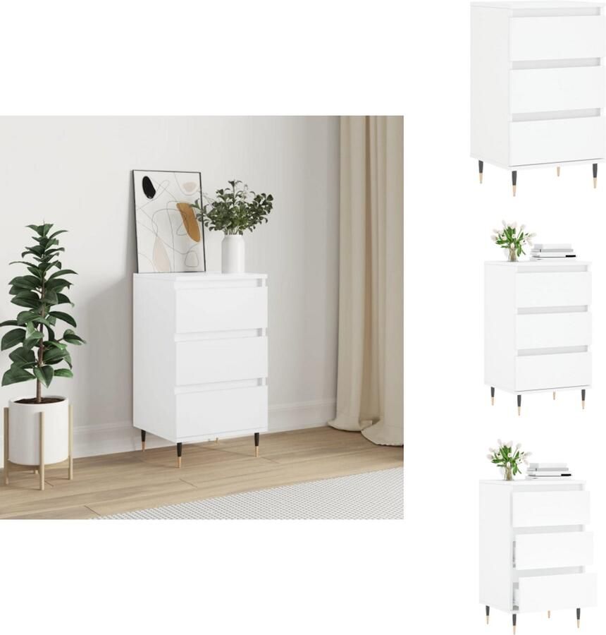 VidaXL Dressoir Dressoirs Kast Buffetkast Dressoir 40x35x70 cm bewerkt hout wit