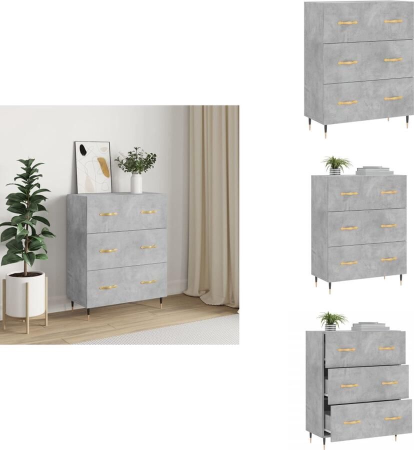 VidaXL Dressoir Betongrijs s Dressoirs 69.5x34x90 cm Stevig bewerkt hout en metaal Keukenkast - Foto 6