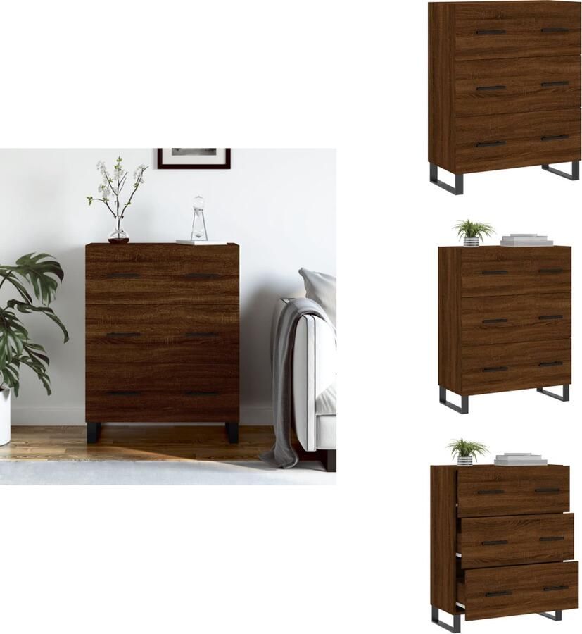 VidaXL Dressoir Dressoirs Kast Buffetkast Dressoir 69-5x34x90 cm bewerkt hout bruineikenkleurig