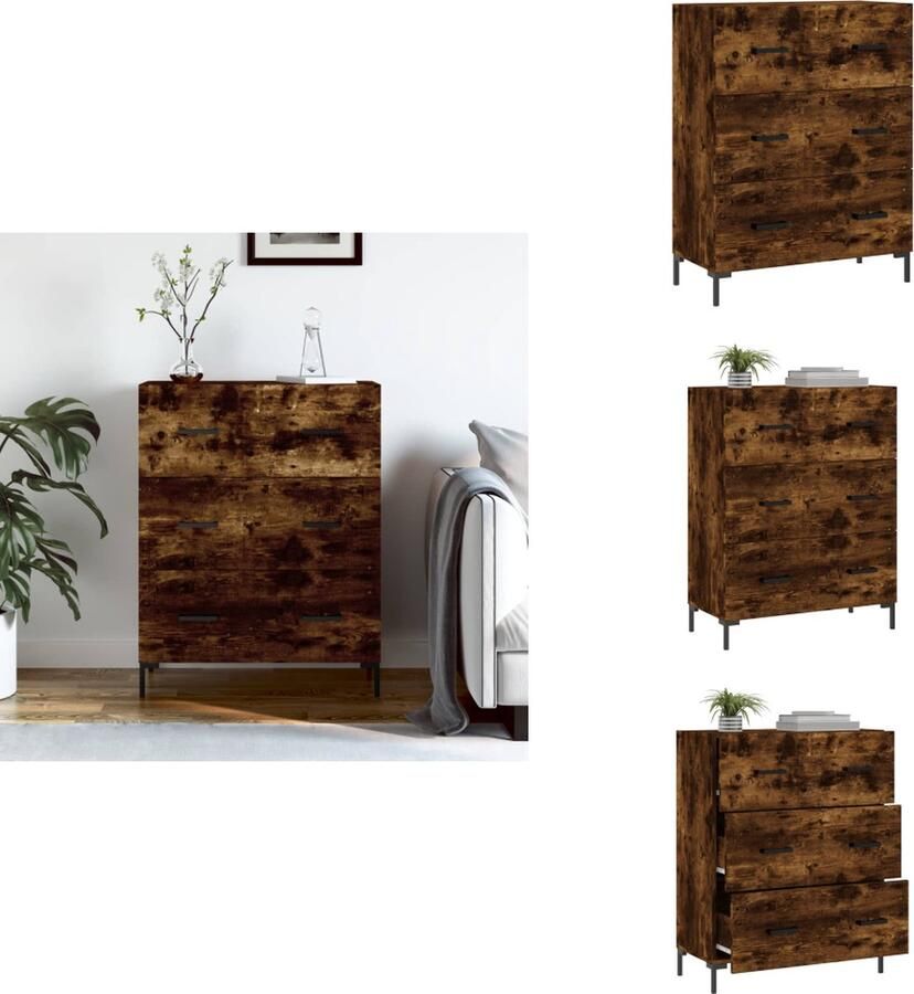 VidaXL Dressoir Dressoirs Kast Buffetkast Dressoir 69 5x34x90 cm bewerkt hout gerookt eikenkleurig