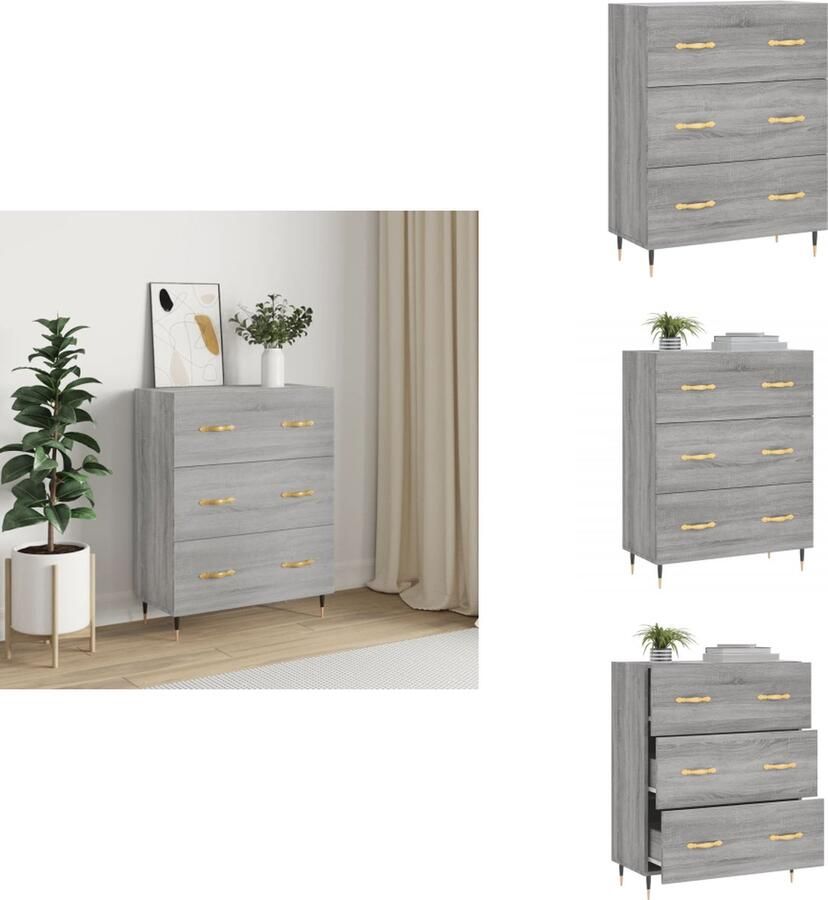 VidaXL Dressoir Dressoirs Kast Buffetkast Dressoir 69-5x34x90 cm bewerkt hout grijs sonoma eikenkleurig - Foto 2