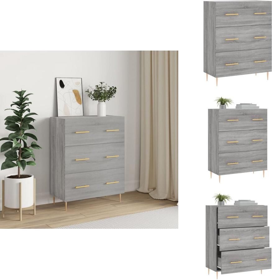 VidaXL Dressoir Dressoirs Kast Buffetkast Dressoir 69 5x34x90 cm bewerkt hout grijs sonoma eikenkleurig - Foto 2